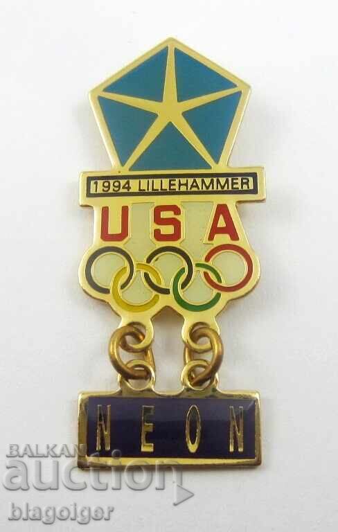 Аукцион Олимпийска значка-САЩ Олимпийски комитет-Крайслер Неон