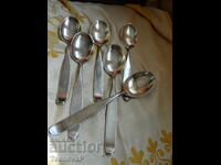 Deeply silver-plated large spoons, 6 pieces
