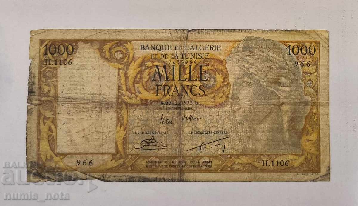 Algeria și Tunisia 1000 franci 1953 Algeria și Tunisia 1000 franci 1953
