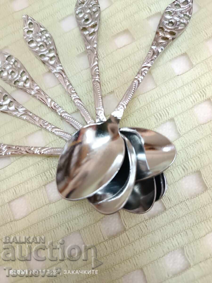 Auction Set of 6 lace spoons with markings Auction Set of 6 lace spoons with markings