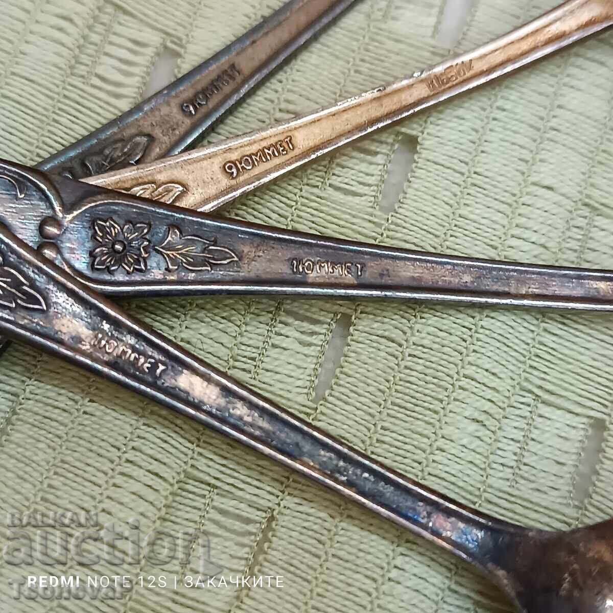 Russian Silver-Plated Spoons - 5 Russian Silver-Plated Spoons - 5