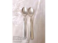 Two deeply silver-plated tea spoons with 90 marking
