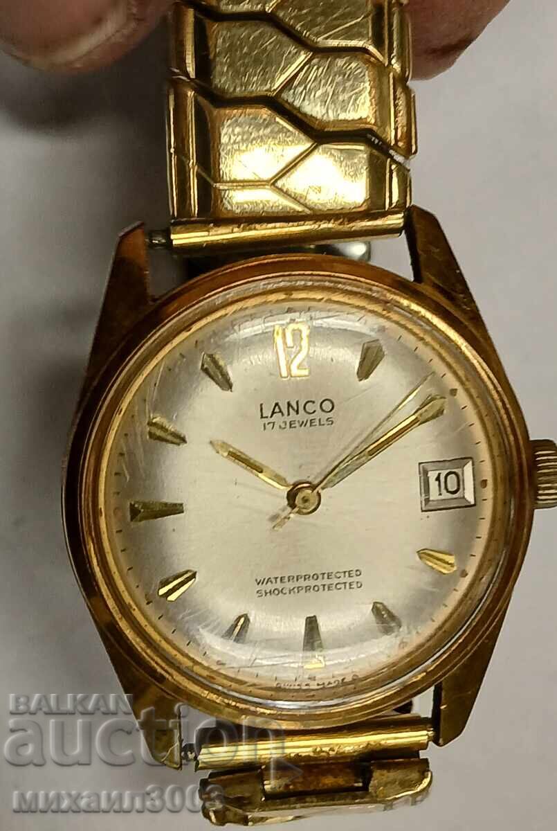 ПОЗЛАТЕН ШВЕЙЦАРСКИ МЪЖКИ РЪЧЕН МЕХАНИЧЕН ЧАСОВНИК LANCO