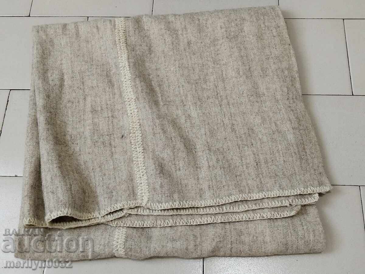 Old hand-woven fabric blanket white felted wool 2/1.2 meters wool