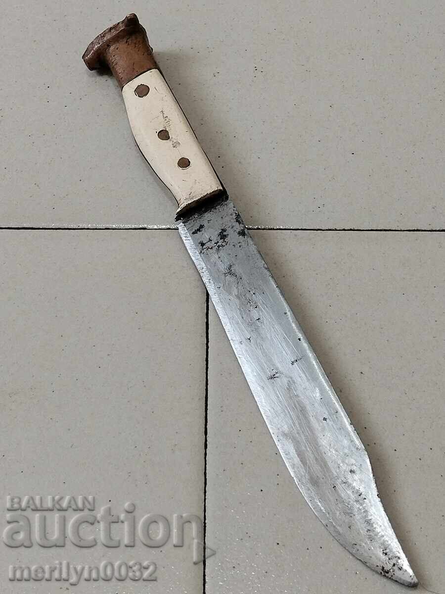 Old knife without a sheath with primitive engravings, dagger, fist with price 87.00 BGN | € 44.48