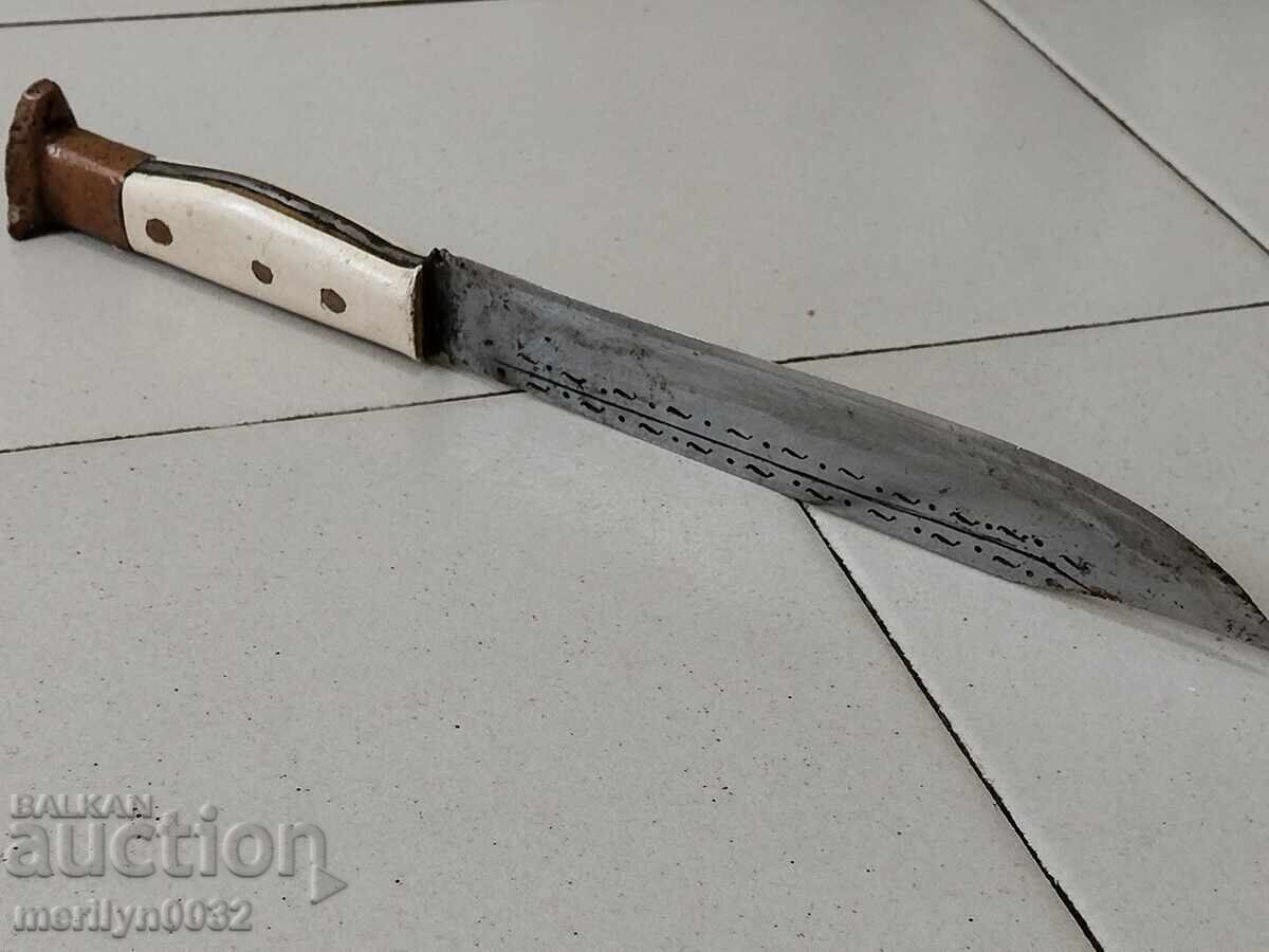 Auction  Old knife without a sheath with primitive engravings, dagger, fist