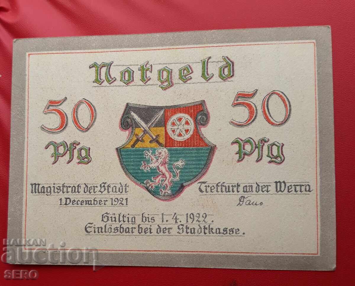 Banknote - Germany - Thuringia - Treffurt - 50 Pfennig 1921 with price 2.00 BGN | € 1.02 Banknote - Germany - Thuringia - Treffurt - 50 Pfennig 1921 with price 2.00 BGN | € 1.02