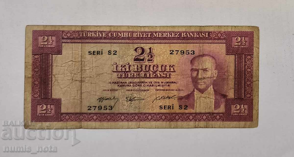 Турция 2 1/2 лири 1930 година