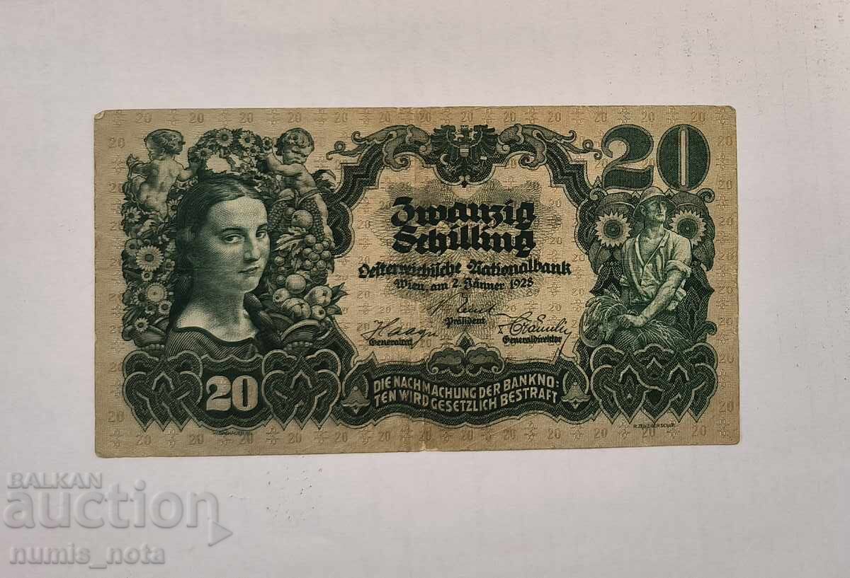 Австрия 20 шилинга 1928 година