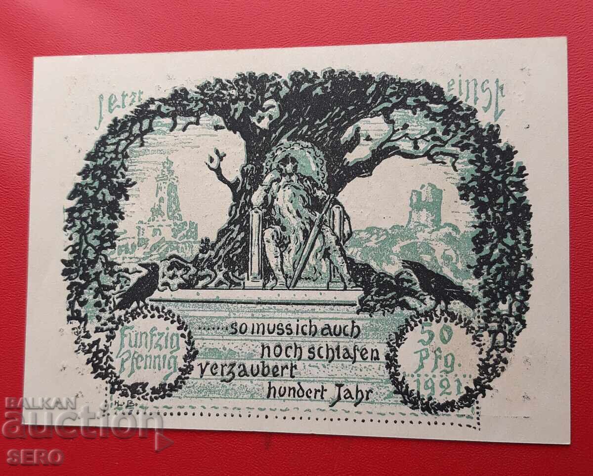 Bancnotă-Germania-Turingia-Frankenhausen-50 pfennig 1921 Bancnotă-Germania-Turingia-Frankenhausen-50 pfennig 1921