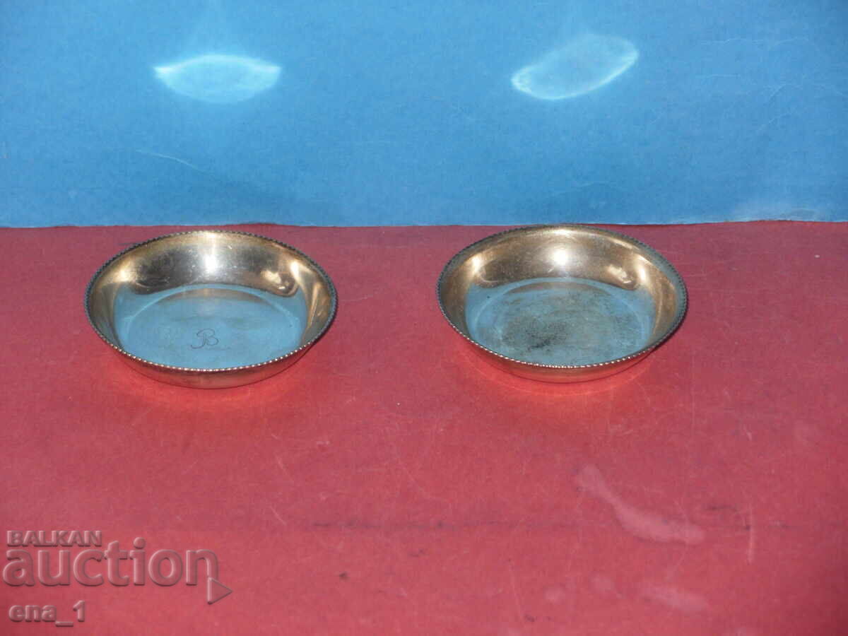 Лот от 2 малки сребърни чинийки за хайвер с орнаменти - 7