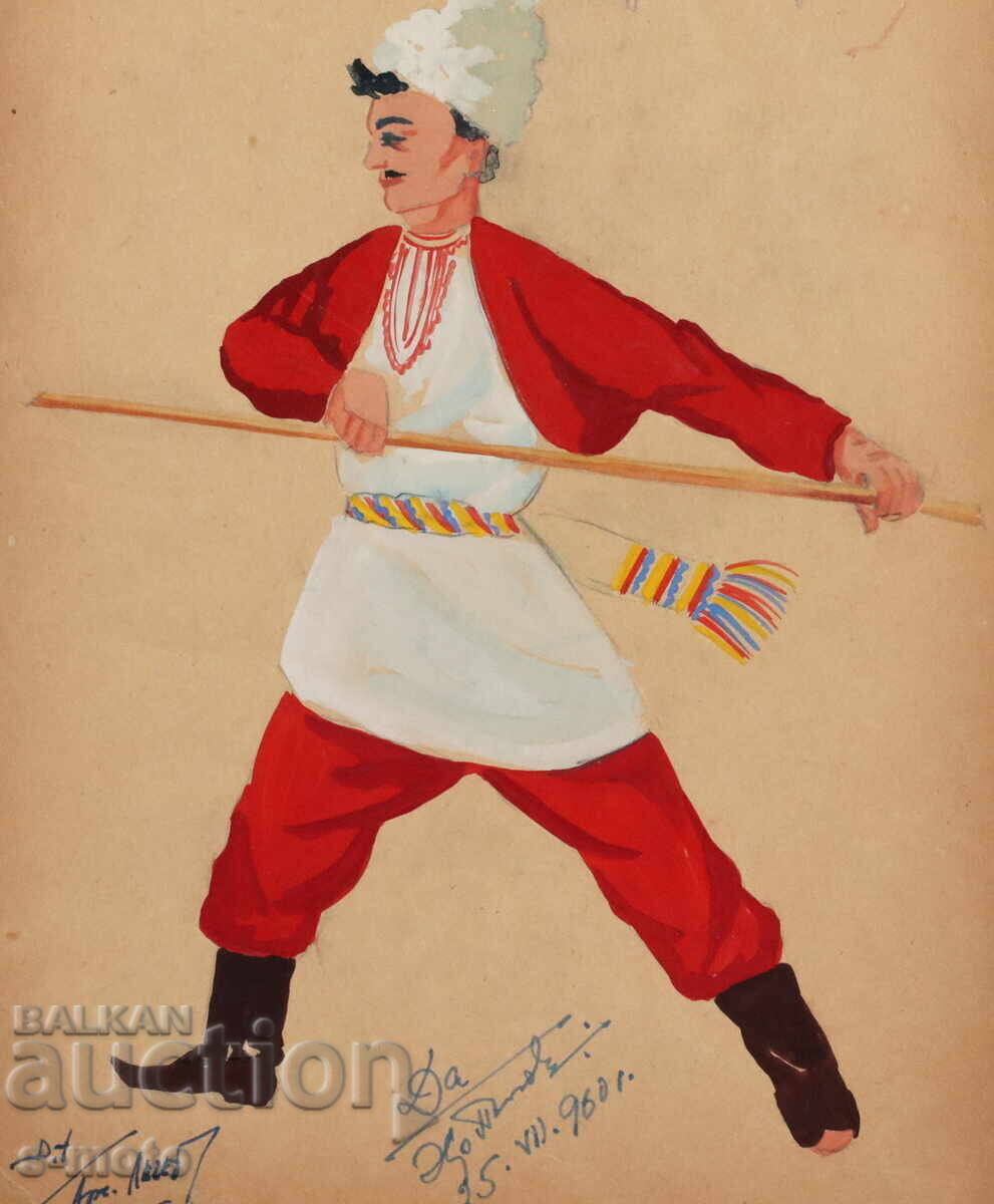 Gouache painting scenography, ballet, costume design project 1960 - 5