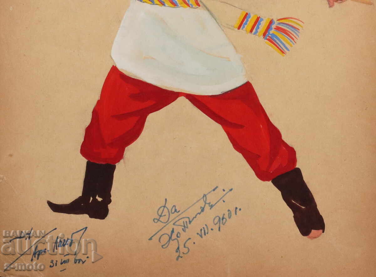 Gouache painting scenography, ballet, costume design project 1960 - 7