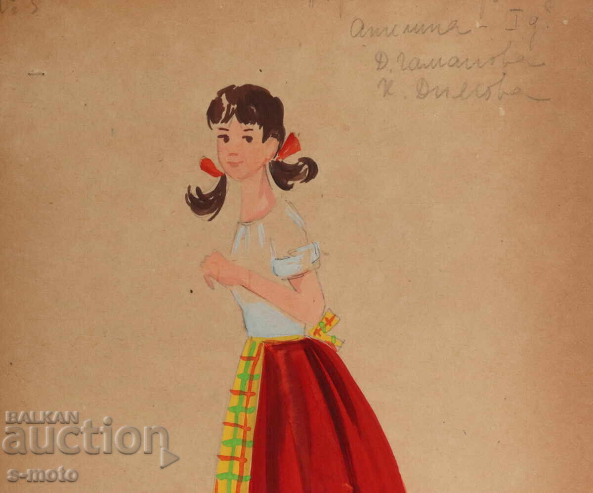 Tablou scenografic, costum de scenă feminin, 1960, balet - 5