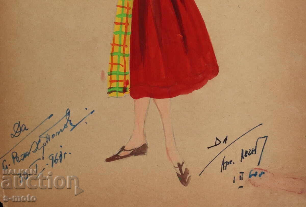 Tablou scenografic, costum de scenă feminin, 1960, balet - 7