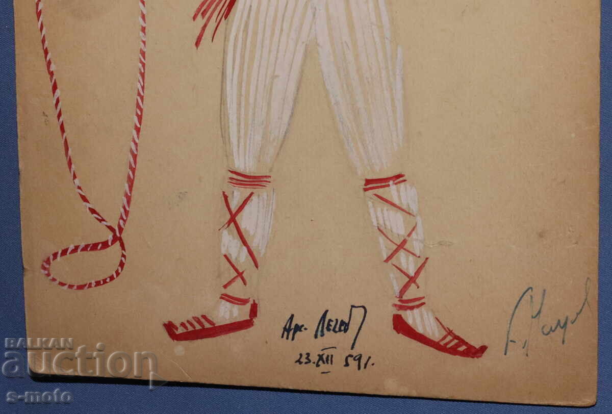 Tablou guașă scenografie ''Pișo'' costum de balet 1959 - 7 Tablou guașă scenografie ''Pișo'' costum de balet 1959 - 7