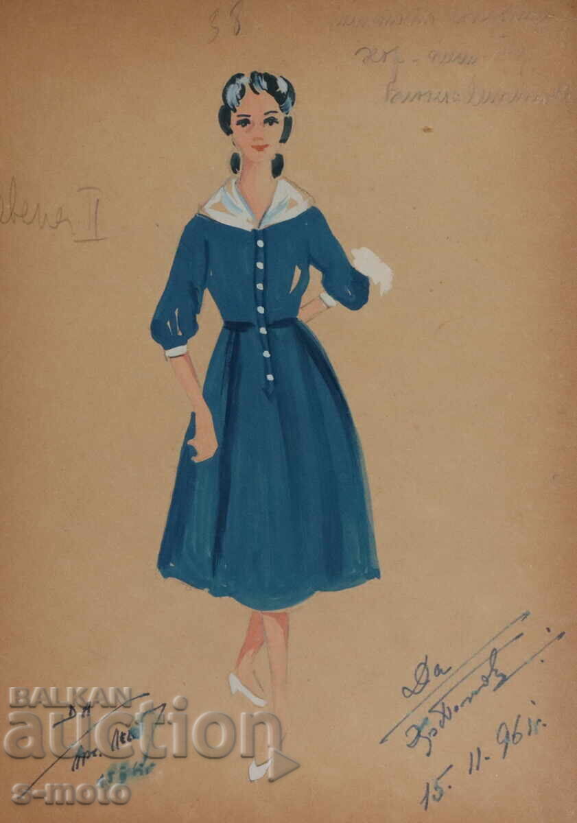 Pictură guașă scenografie, proiect pentru costum Pictură guașă scenografie, proiect pentru costum