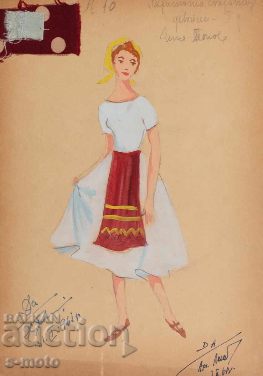 Έργο γκουάς σκηνογραφία, μπαλέτο σχέδιο κοστουμιού 1961