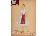 Tablou guaș scenografie, balet proiect costum 1961