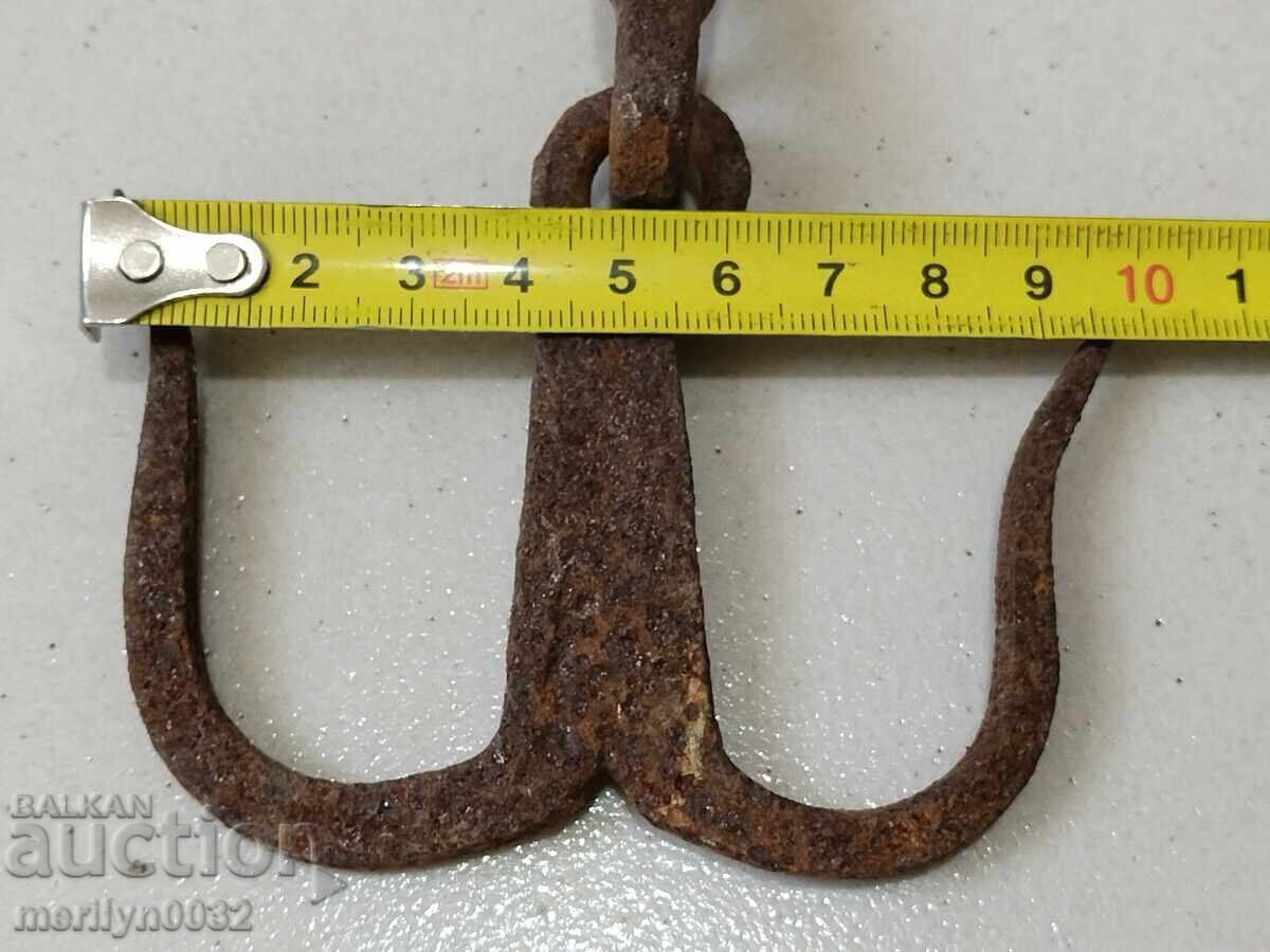Αρχαίο σφυρήλατο άγκιστρο για κρέμασμα, διπλό γάντζο σφυρήλατο σίδερο - 6