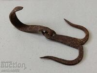 Cârlig vechi forjat pentru jupuit, cârlig dublu fier forjat