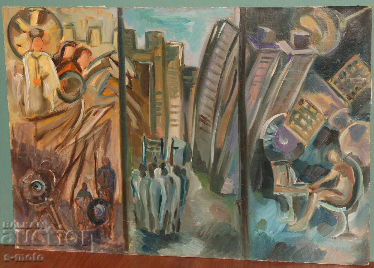 Аукцион Картина маслени бои, абстрактна композиция