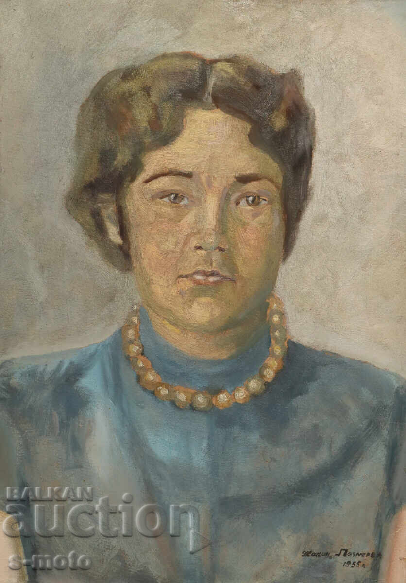 Έργο ζωγραφικής με λάδι, γυναικείο πορτρέτο, υπογεγραμμένο 1955 με τιμή 500.00 BGN | € 255.65 Έργο ζωγραφικής με λάδι, γυναικείο πορτρέτο, υπογεγραμμένο 1955 με τιμή 500.00 BGN | € 255.65