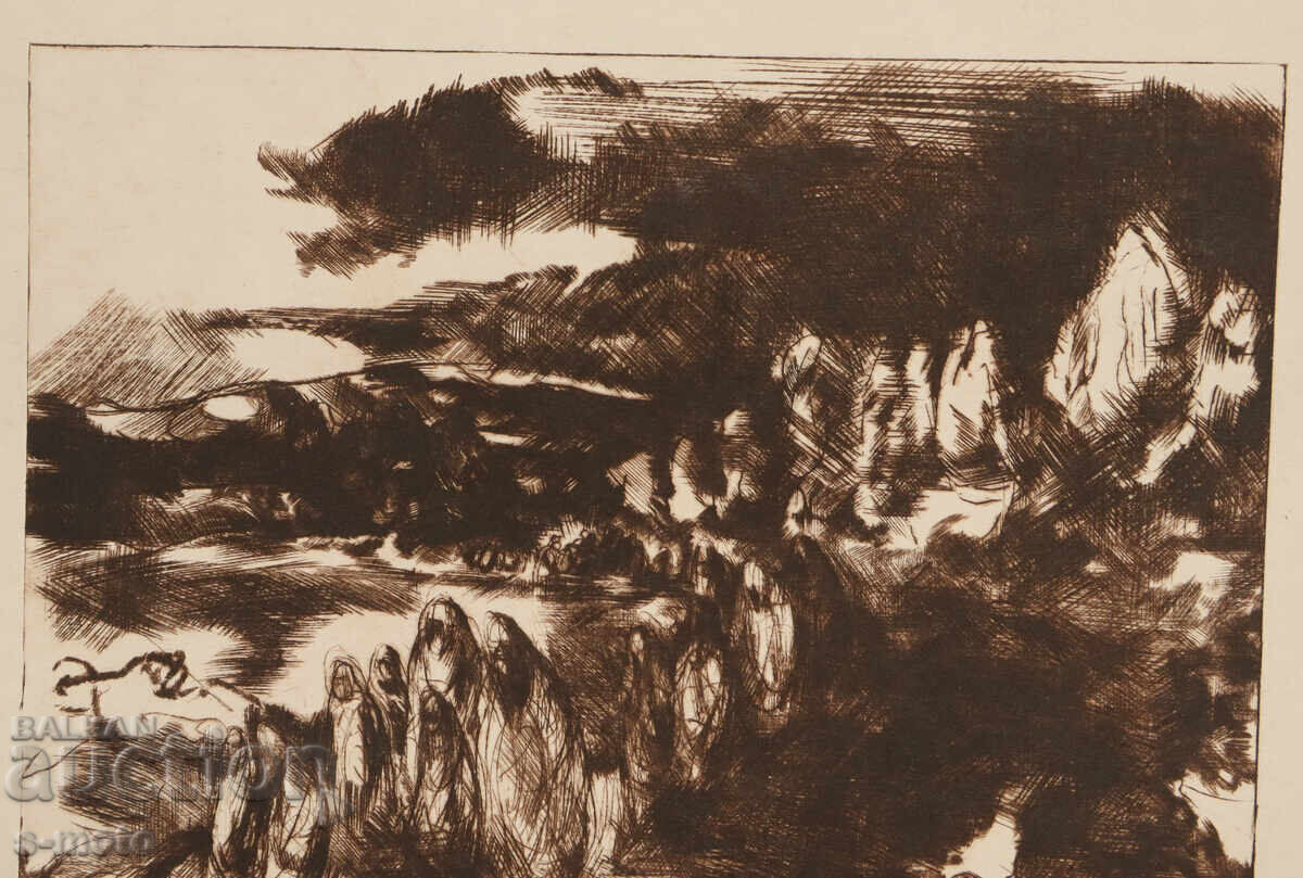 Γραφικά, ξηρή χάραξη, τοπίο, "Ο Δρόμος" - 5