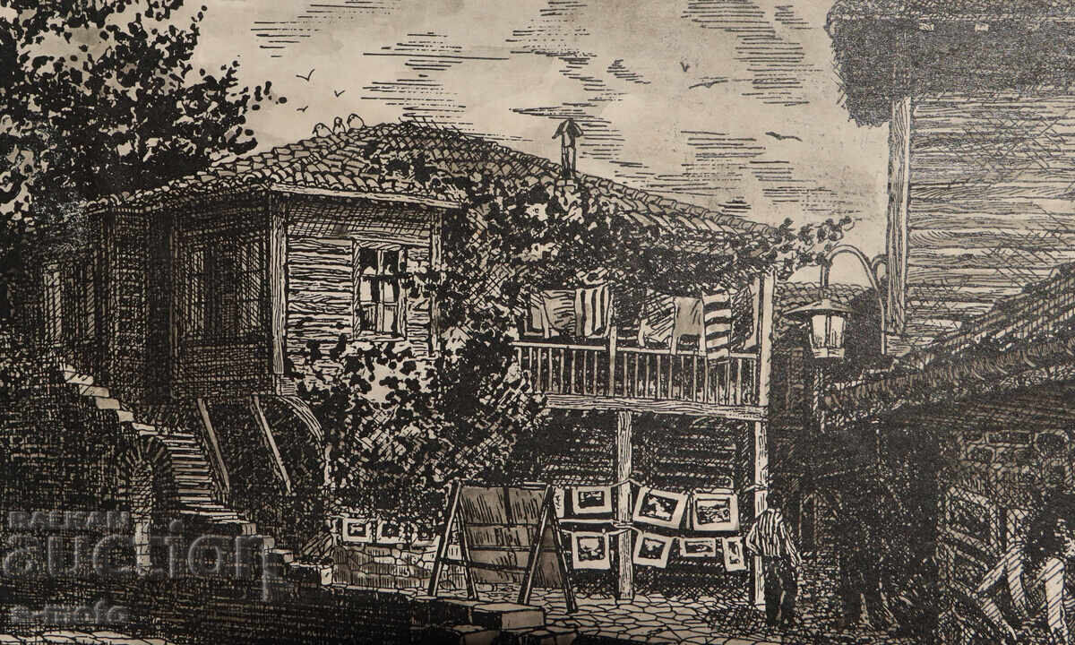 Доставка на Стефан Кръстанов , Графика, туш , "Несебър"1991г.