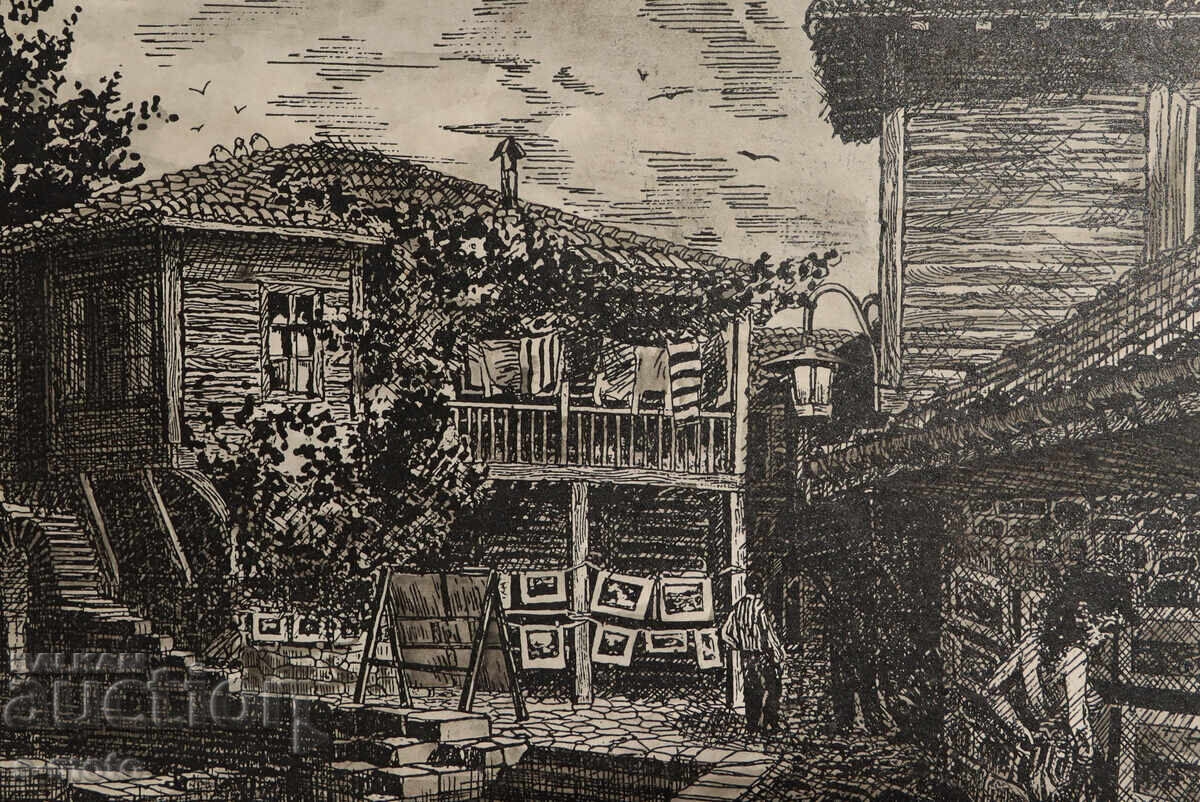 Стефан Кръстанов , Графика, туш , "Несебър"1991г. - 7