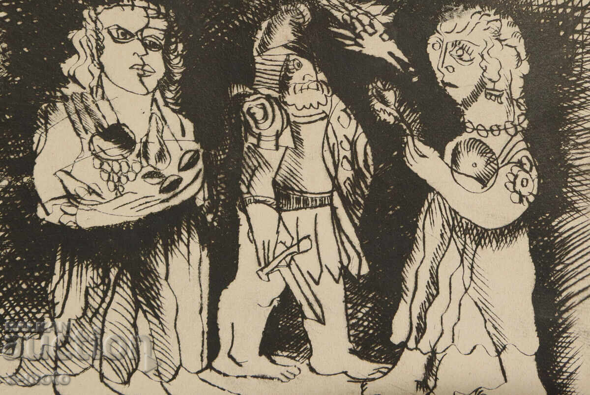 Γραφικά, ξηρή χάραξη, φιγούρα σύνθεση - 6