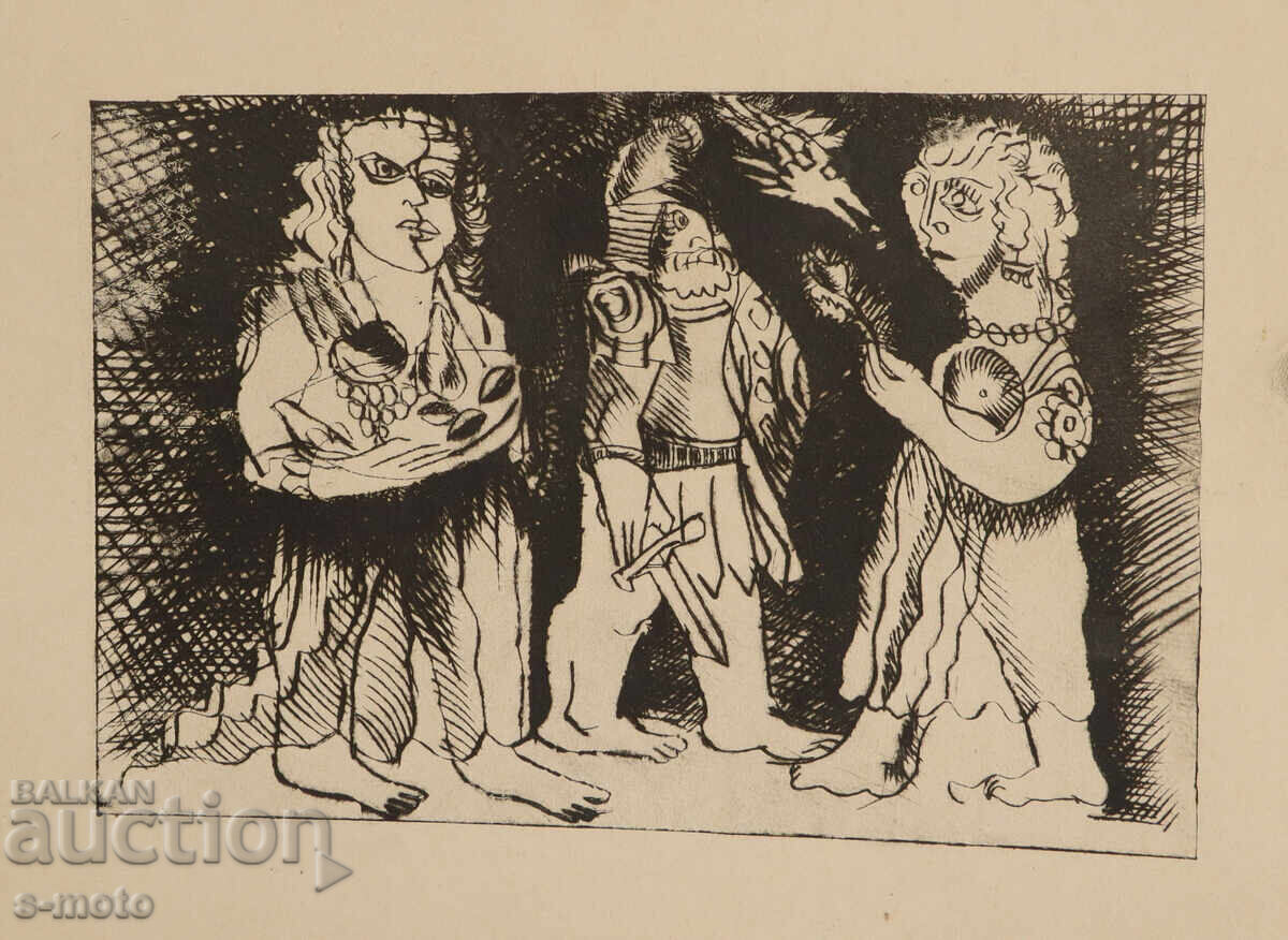 Γραφικά, ξηρή χάραξη, φιγούρα σύνθεση