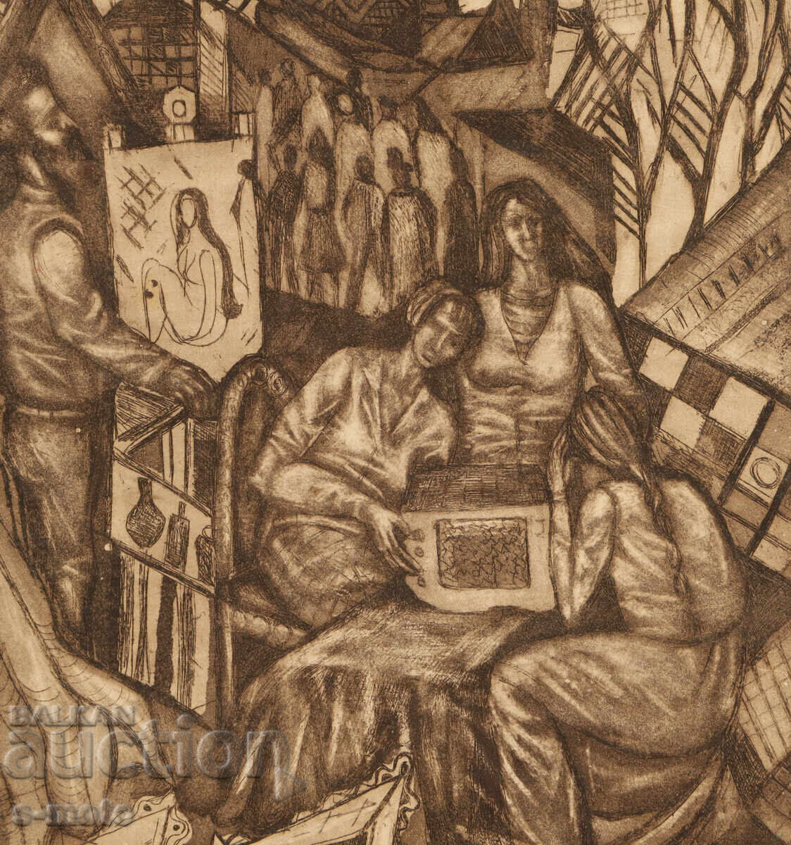 Λιθογραφία, μικτή τεχνική, "Σύγχρονο" Άνα Ζαχαρίεβα - 5 Λιθογραφία, μικτή τεχνική, "Σύγχρονο" Άνα Ζαχαρίεβα - 5