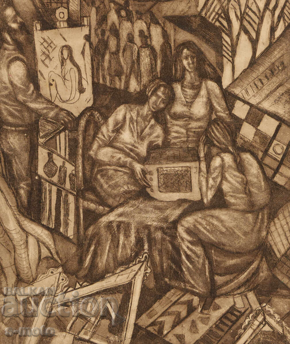 Λιθογραφία, μικτή τεχνική, "Σύγχρονο" Άνα Ζαχαρίεβα - 6 Λιθογραφία, μικτή τεχνική, "Σύγχρονο" Άνα Ζαχαρίεβα - 6