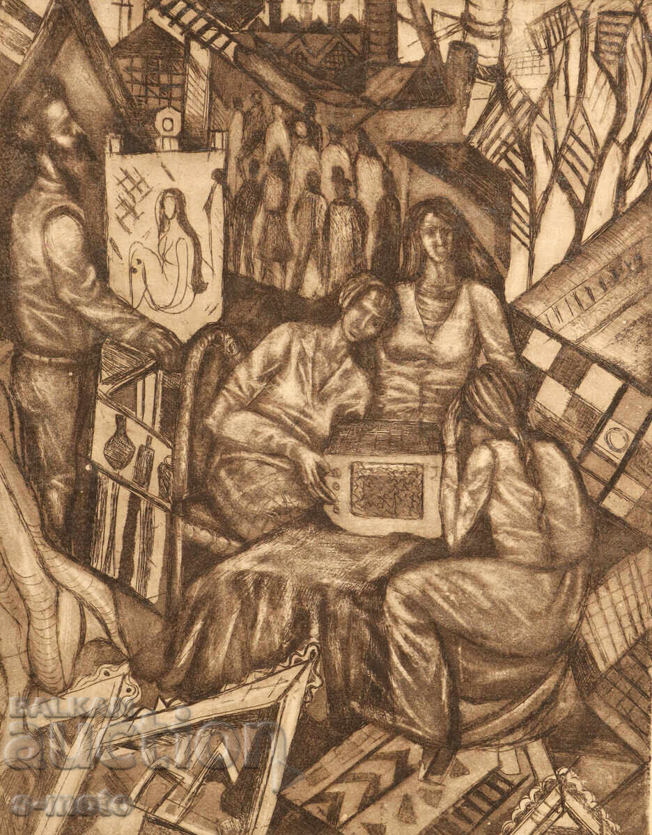 Λιθογραφία, μικτή τεχνική, "Σύγχρονο" Άνα Ζαχαρίεβα Λιθογραφία, μικτή τεχνική, "Σύγχρονο" Άνα Ζαχαρίεβα