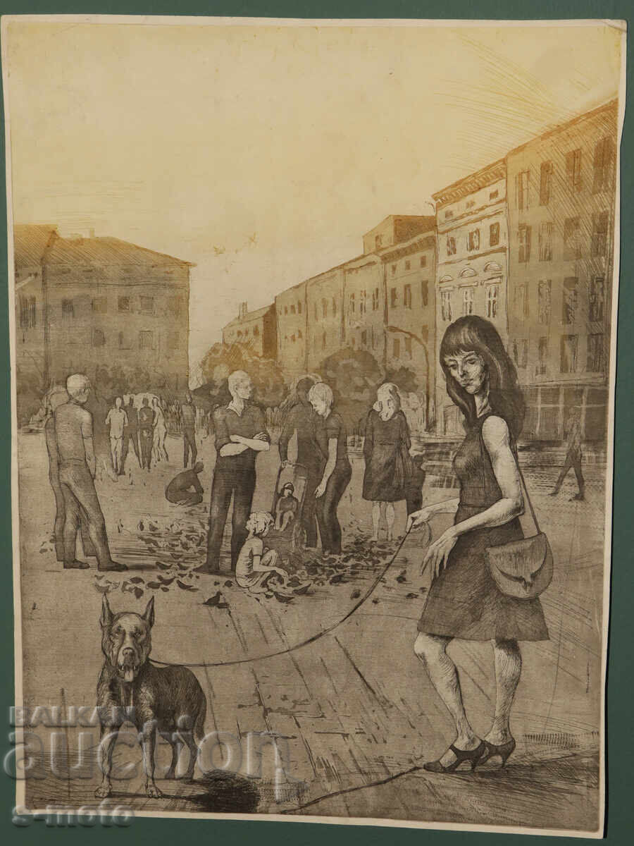 Δημοπρασία Λιθογραφία, χαρτί, αστικό τοπίο