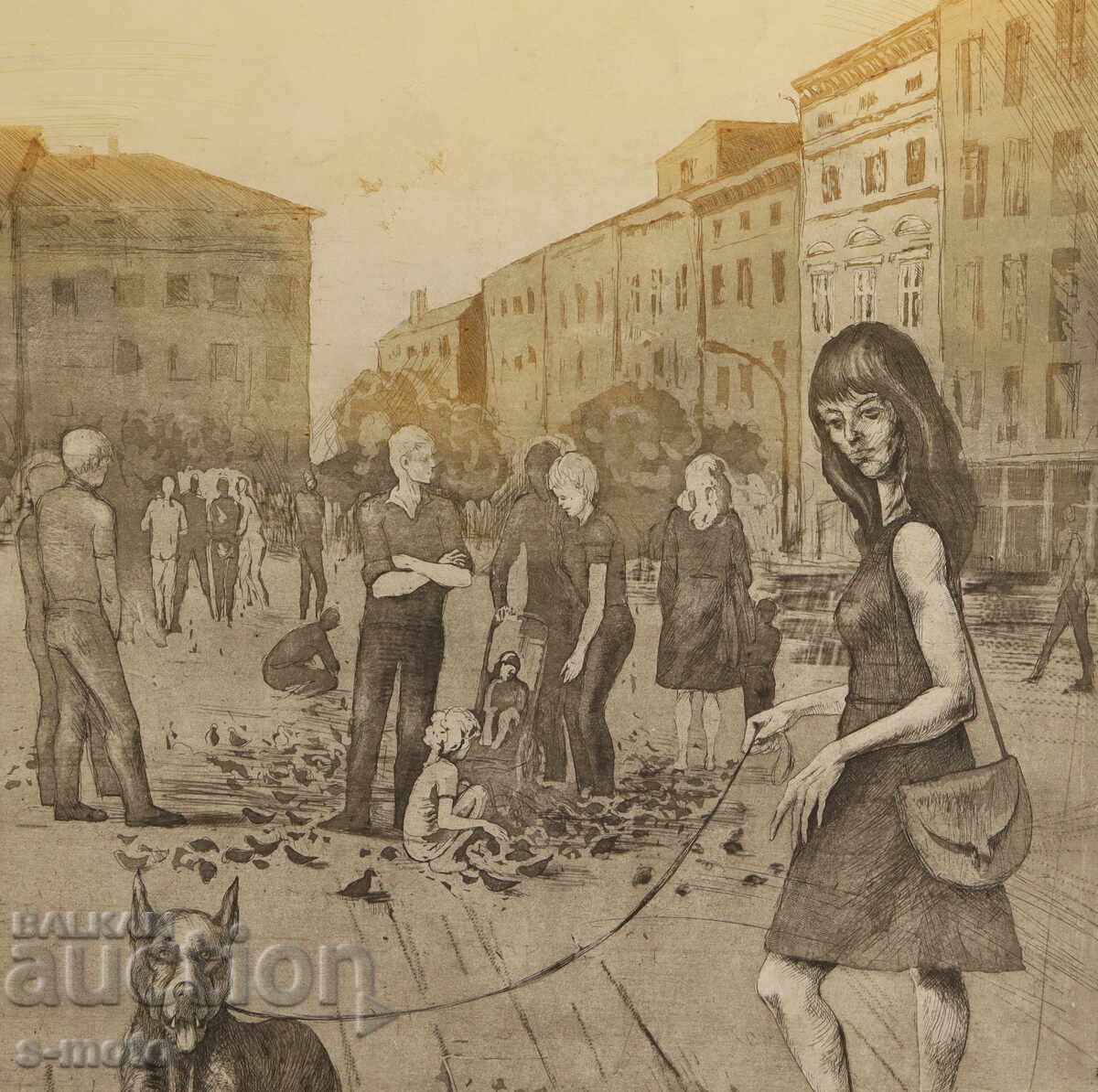 Λιθογραφία, χαρτί, αστικό τοπίο - 5