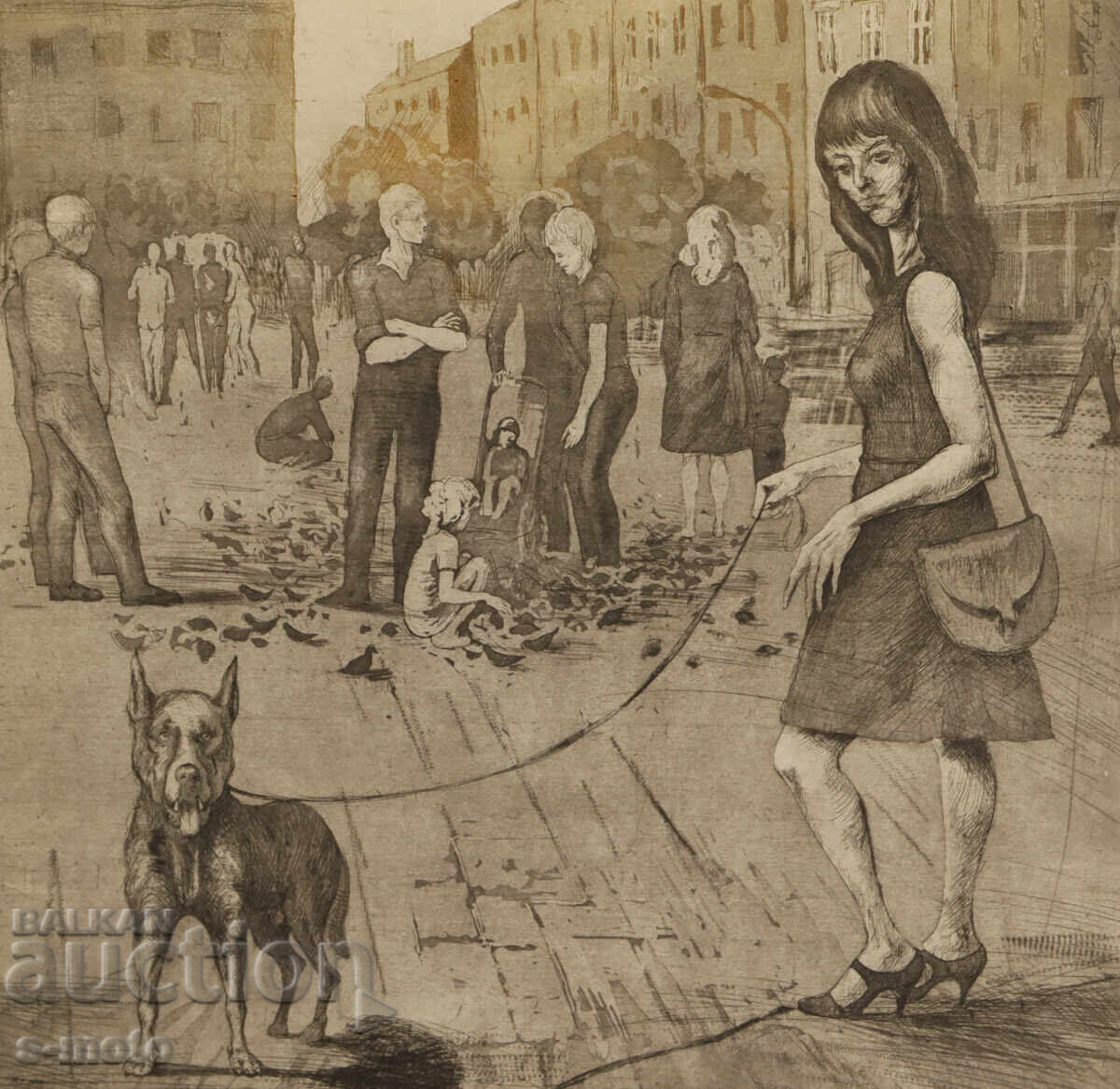 Λιθογραφία, χαρτί, αστικό τοπίο - 6