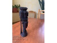 SFEȘNIC SCULPTURĂ ÎN LEMN FIGURĂ TREI CAPETE UNICAT