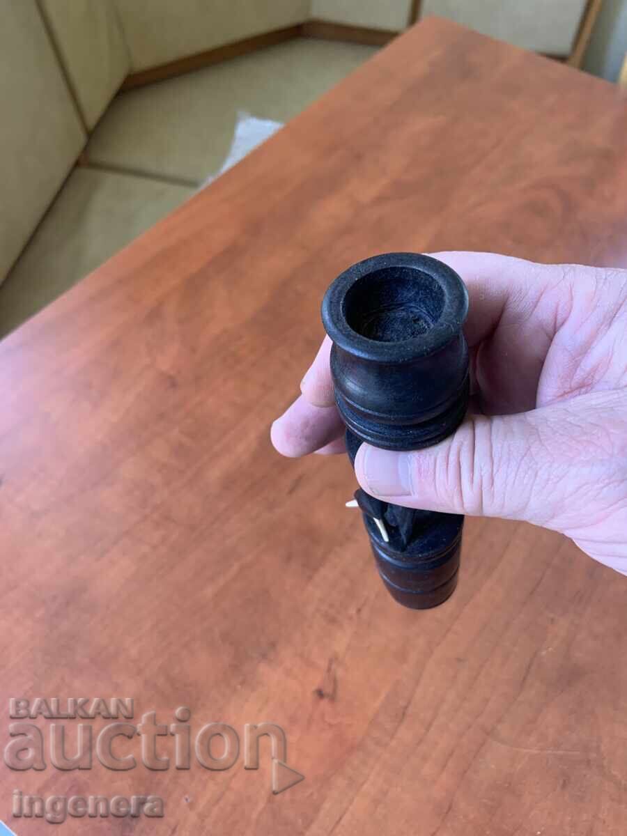 CANDLE HOLDER WOOD CARVING FIGURE ELEPHANT ART - 5