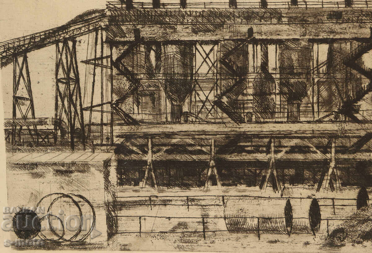 Γραφικά, ξηρή χάραξη, βιομηχανικό τοπίο - 5