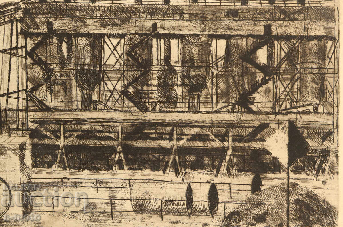 Γραφικά, ξηρή χάραξη, βιομηχανικό τοπίο - 6