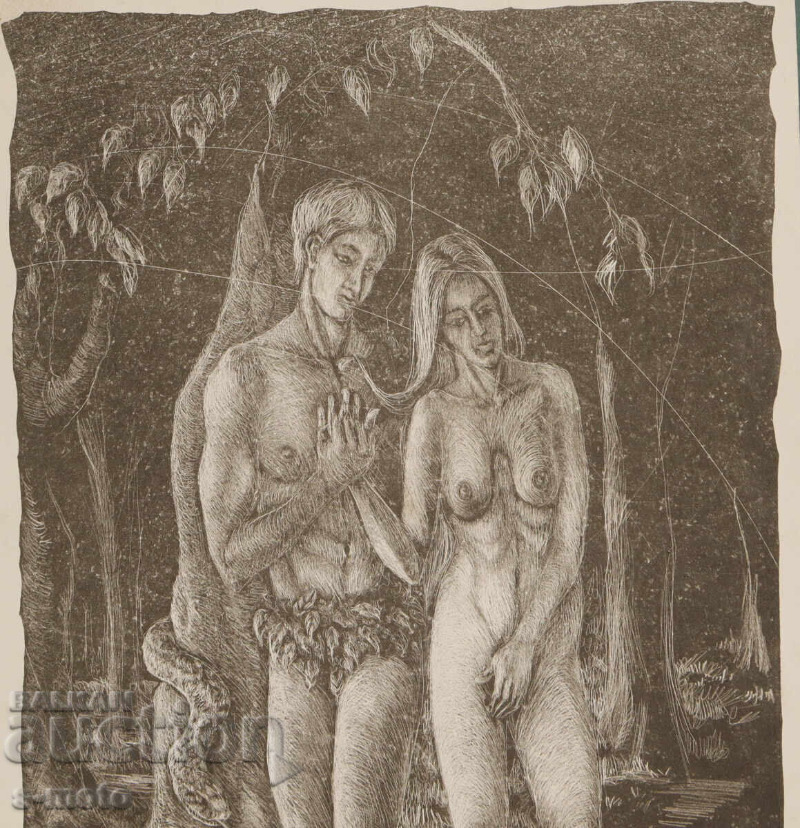 Lithograph, graphics, "Adam and Eve" - 5