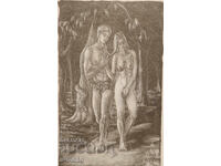 Litografie, grafică, "Adam și Eva"