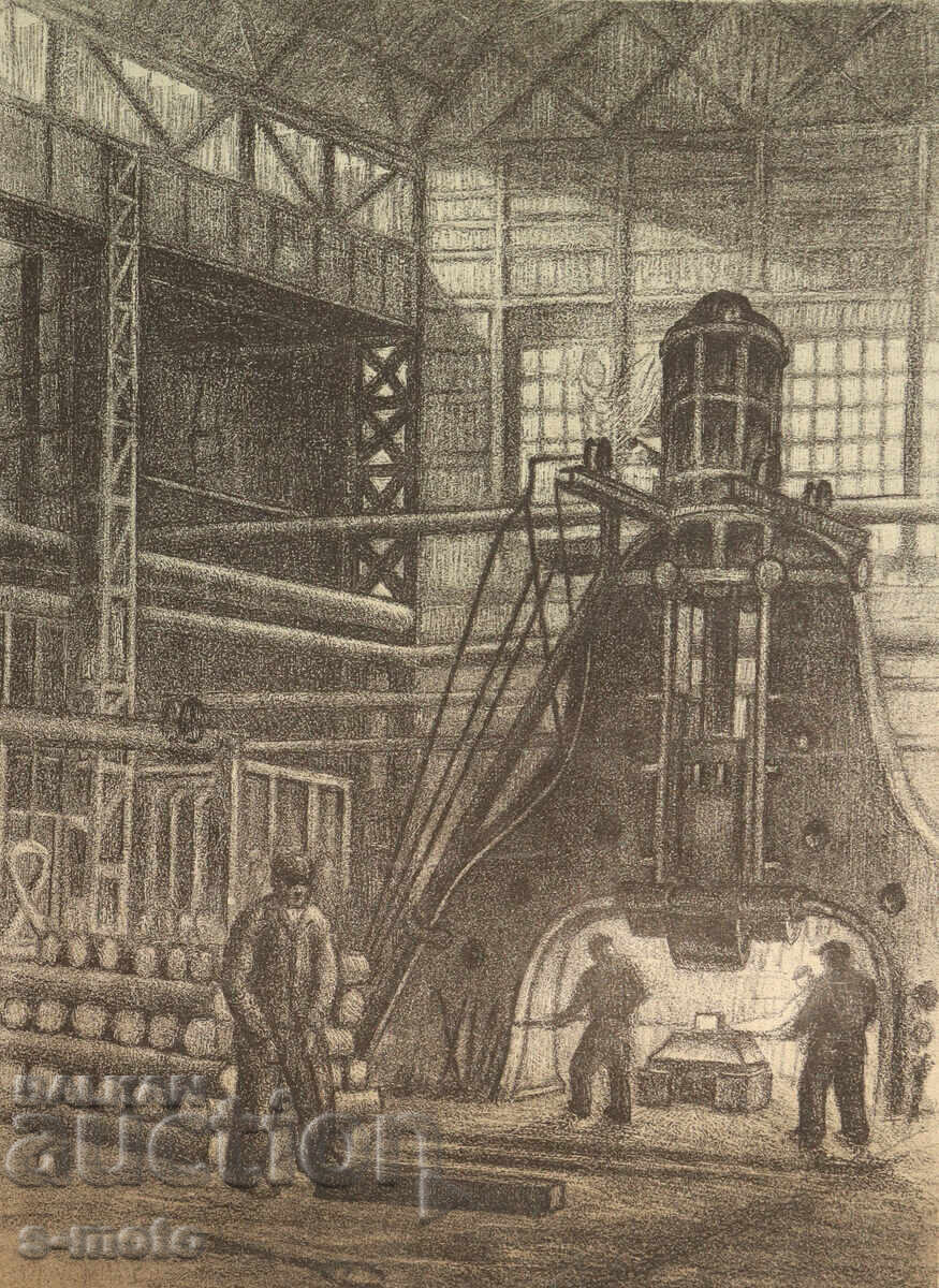 Graphics, lithograph, industrial landscape