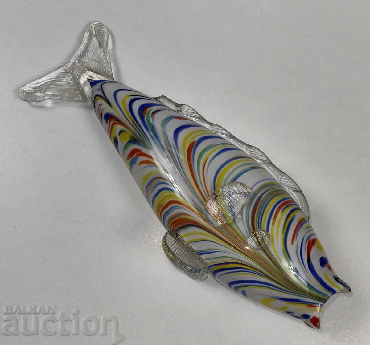 LARGE SOCIALIST GLASS FISH TYPE MURANO FIGURE FIGURINE STATUETTE - 7