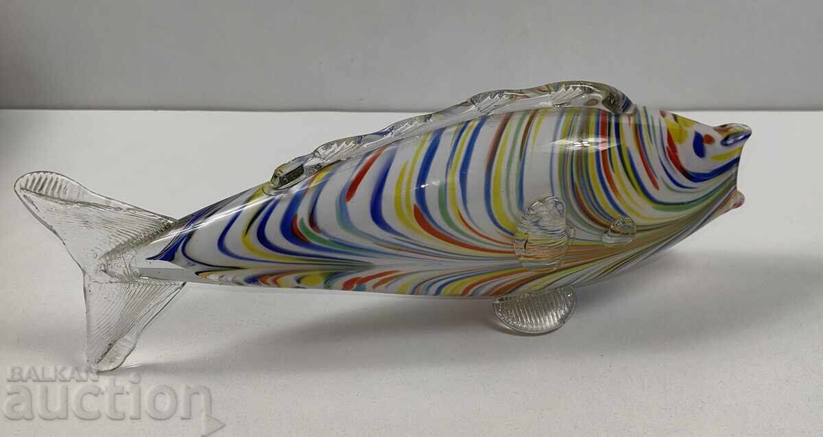 LARGE SOCIALIST GLASS FISH TYPE MURANO FIGURE FIGURINE STATUETTE