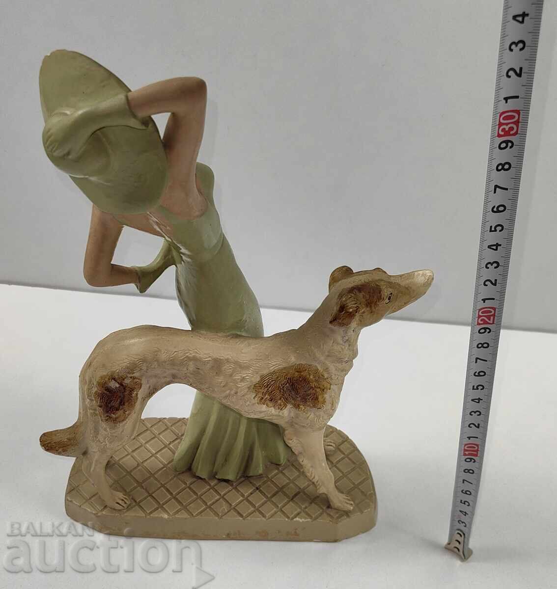 1930s LADY DOG LARGE GYPSUM COMPOSITION FIGURE STATUETTE - 5 1930s LADY DOG LARGE GYPSUM COMPOSITION FIGURE STATUETTE - 5