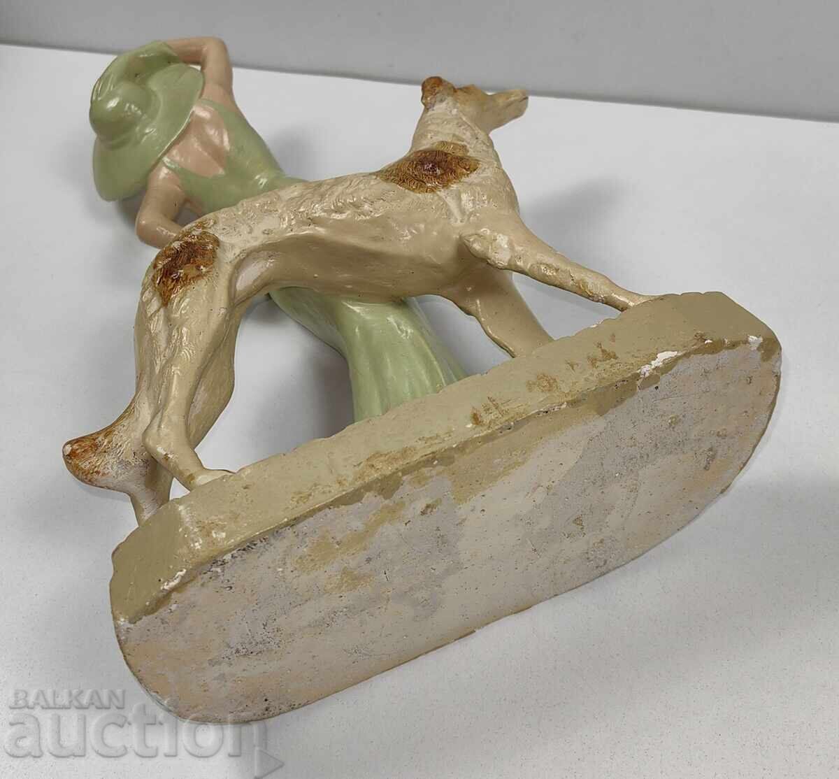 1930s LADY DOG LARGE GYPSUM COMPOSITION FIGURE STATUETTE - 7 1930s LADY DOG LARGE GYPSUM COMPOSITION FIGURE STATUETTE - 7