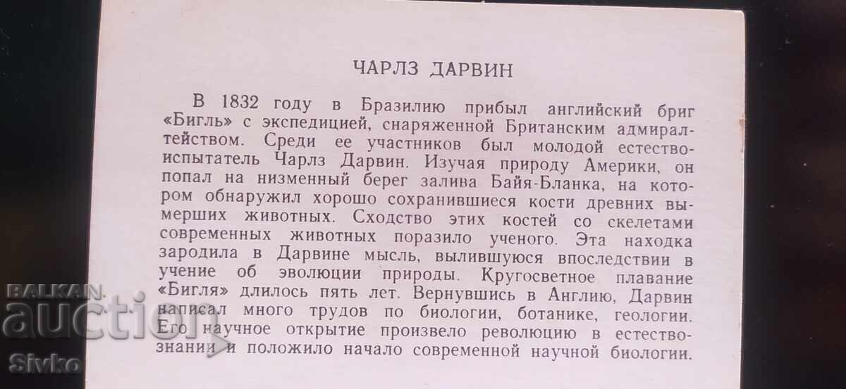 Auction Charles Darwin Card (Russian Language) Auction Charles Darwin Card (Russian Language)